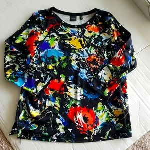 Rafael's bold flora transitional l sweater EUC XL cotton knit stud trim …